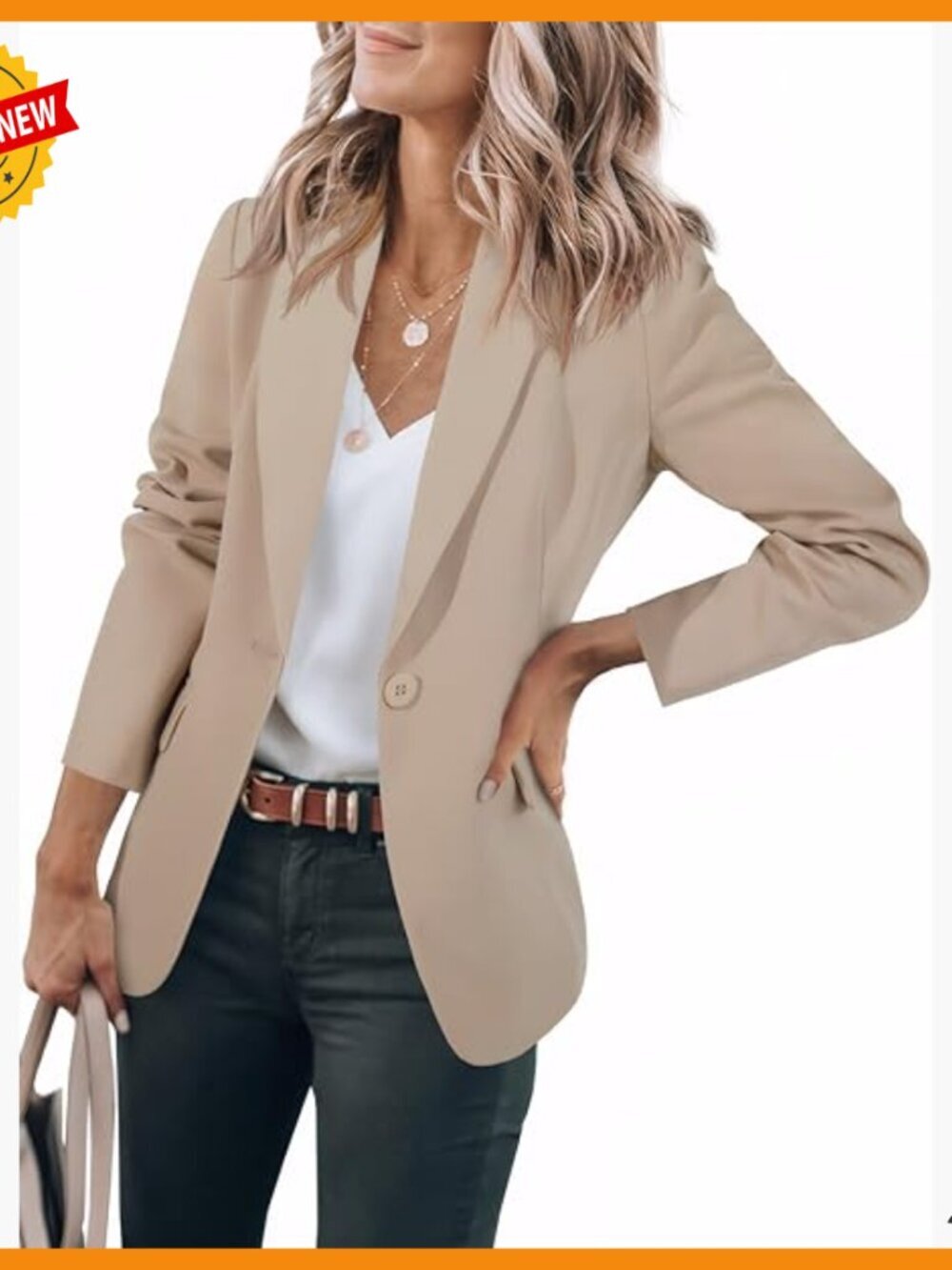 Slim Fit Blazer Open Front Long Sleeve Work Office Suit Jacket